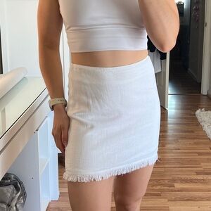 White Linen Mini Skirt